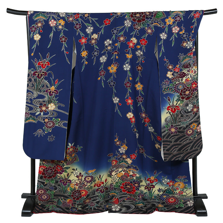 振袖 レンタル フルセット 紅型 ブルー 青 トールサイズ 適応身長165cm