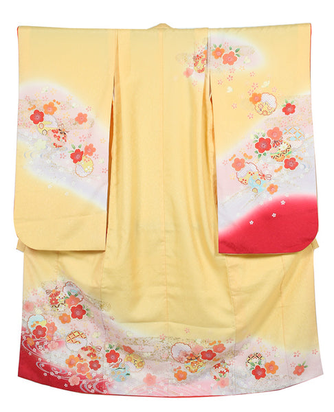 七五三 レンタル 7歳 女の子 着物 フルセット 黄色 貸衣装 適応身長 110〜120cm前後 778163