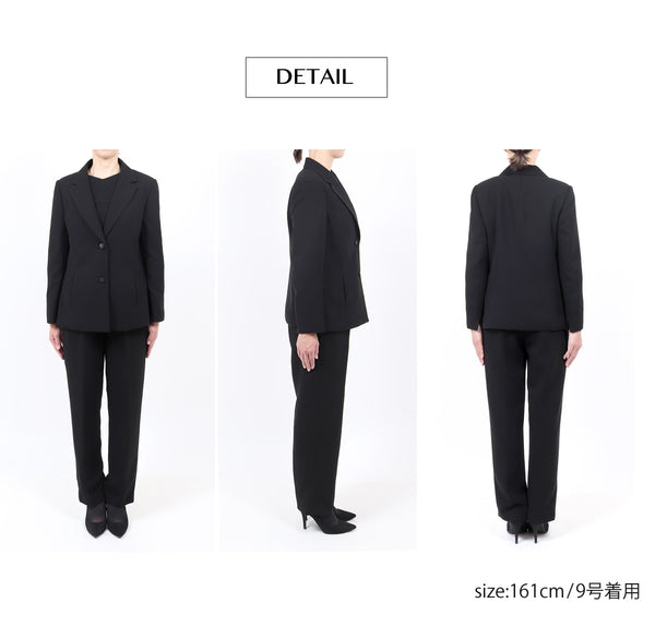 ブラックフォーマル 喪服 礼服 オールシーズン対応 レディース パンツスーツ 7号～17号 t002