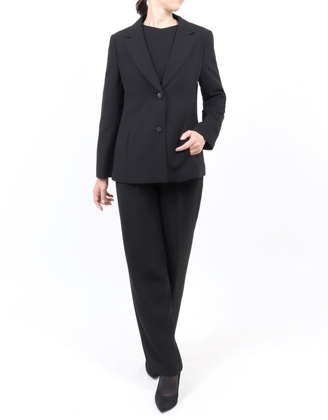 ブラックフォーマル 喪服 礼服 オールシーズン対応 レディース パンツスーツ 7号～17号 t002