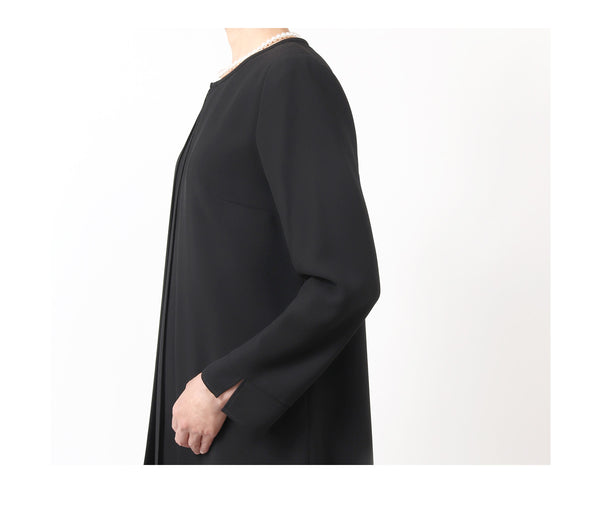 ブラックフォーマル  喪服 礼服 レディース ワンピース 前開き スーツ 黒 7号～39号 t274
