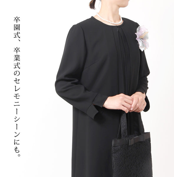 ブラックフォーマル  喪服 礼服 レディース ワンピース 前開き スーツ 黒 7号～39号 t274