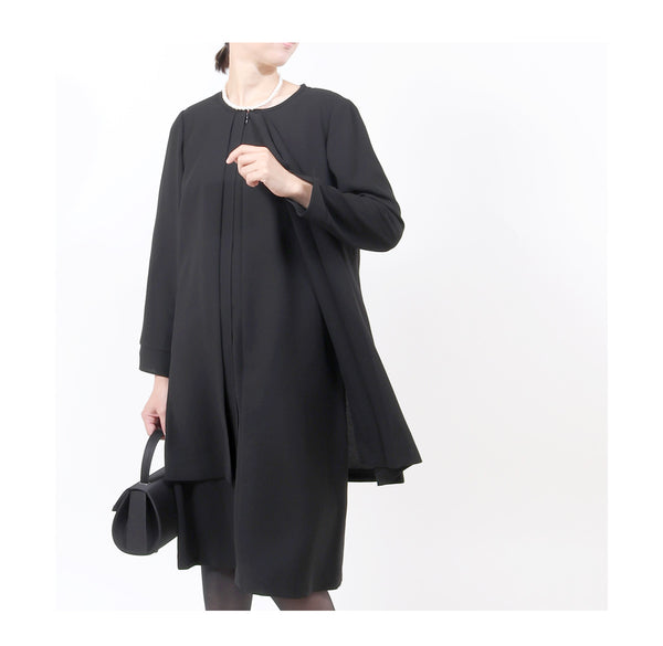 ブラックフォーマル  喪服 礼服 レディース ワンピース 前開き スーツ 黒 7号～39号 t274