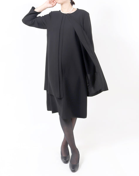 ブラックフォーマル  喪服 礼服 レディース ワンピース 前開き スーツ 黒 7号～39号 t274