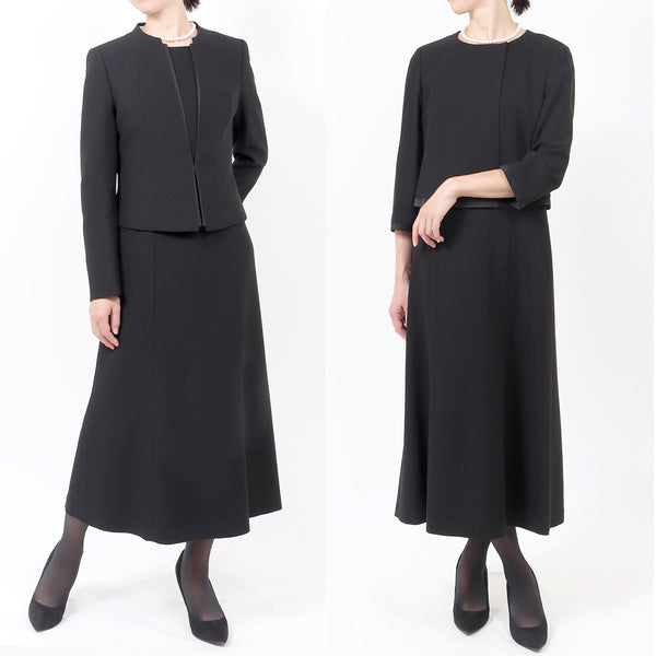 ブラックフォーマル 喪服 礼服 レディース スーツ 黒 ロング丈 トールサイズ 7号～19号 t585