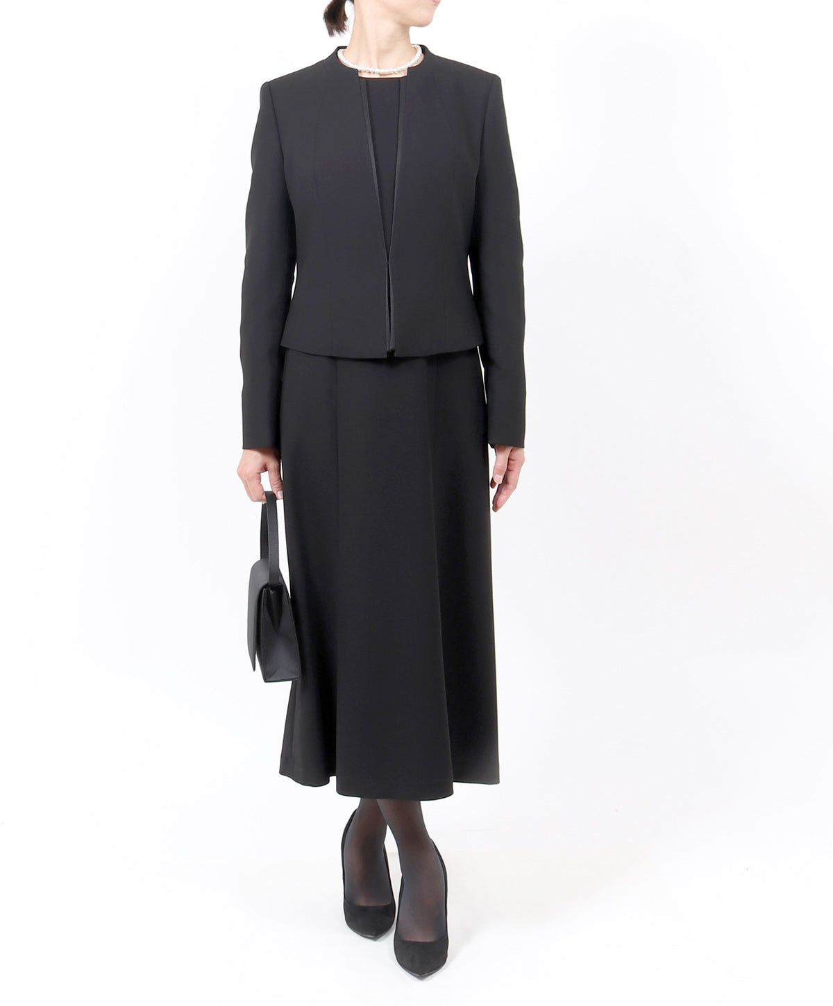 ブラックフォーマル 喪服 礼服 レディース スーツ 黒 ロング丈 トール