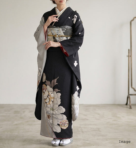 振袖 レンタル フルセット 黒 グレー クール 大人っぽい かっこいい 適応身長162cm～167cm 72045