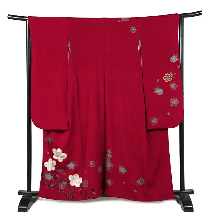 振袖 レンタル フルセット 赤 シンプル クラシカル 小さいサイズ 適応