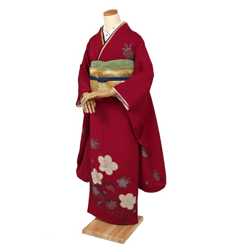 振袖 レンタル フルセット 赤 シンプル クラシカル 小さいサイズ 適応