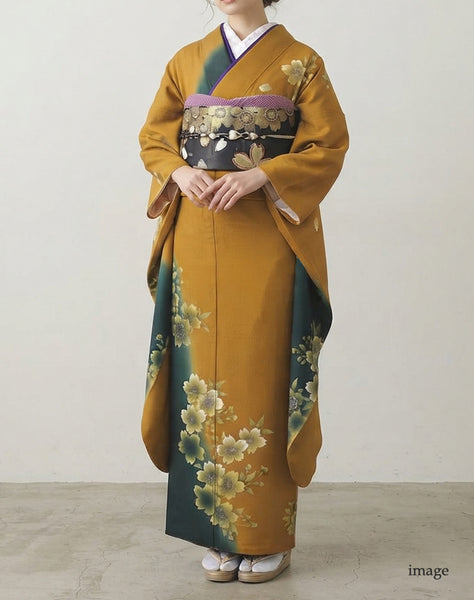 振袖 レンタル フルセット 成人式 結婚式 卒業式 からし 黄色 適応身長159cm〜164cm 72239