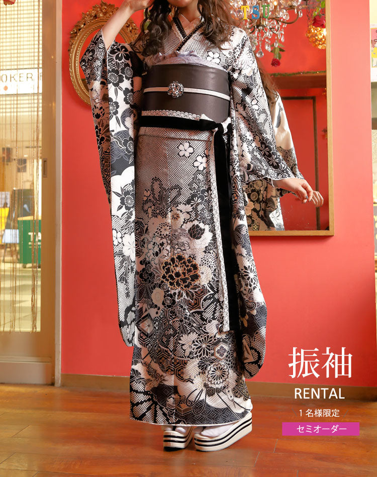 振袖 向い鶴 総絞りトールサイズ クリーム系 身丈165cm 裄丈71cm ハイキュー 極楽湯 缶バッジ 黒尾 10個セットKP1524 振袖 身丈