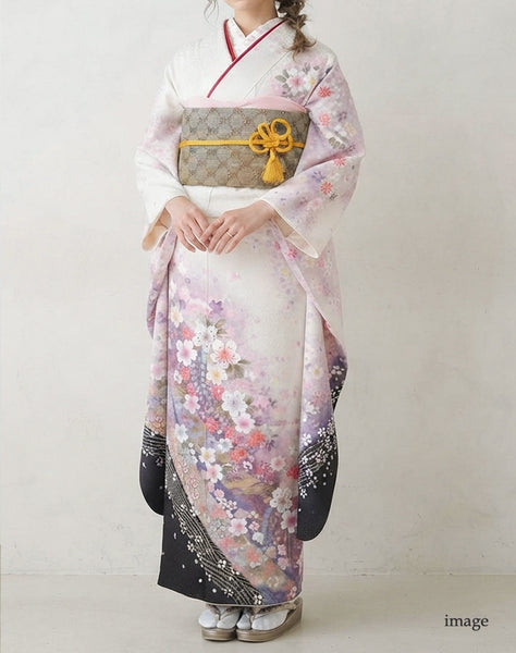 振袖 レンタル フルセット 成人式 結婚式 卒業式 白 シンプル  適応身長161cm〜166cm 72263