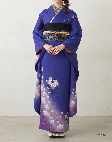 振袖 レンタル フルセット 成人式 結婚式 卒業式 青 シンプル トールサイズ 適応身長164cm〜169cm 72265