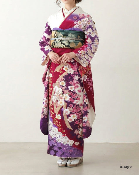 振袖 レンタル フルセット 成人式 結婚式 卒業式 赤 白 ガーリー 適応身長157cm〜162cm 72266