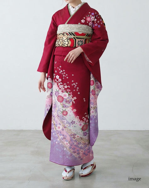振袖 レンタル フルセット 成人式 結婚式 卒業式 赤 シンプル トールサイズ 適応身長163cm〜168cm 72270