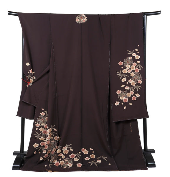 【セミオーダー】 振袖 レンタル フルセット 茶色 シンプル レトロ 成人式 二十歳の集い 結婚式 卒業式 適応身長150～168cm 72272