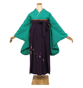 卒業式 袴レンタル フルセット レディース 大学生 先生 二尺袖×袴 緑 紫 74026
