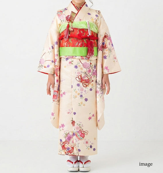 七五三 レンタル 7歳 女の子 着物 フルセット 黄色 貸衣装 適応身長110〜120cm前後 7704002
