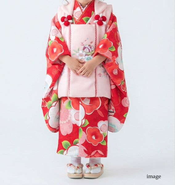 七五三 レンタル 3歳 女の子 着物セット ピンク 赤 花ひめ 適応身長90cm〜108cm前後 773085