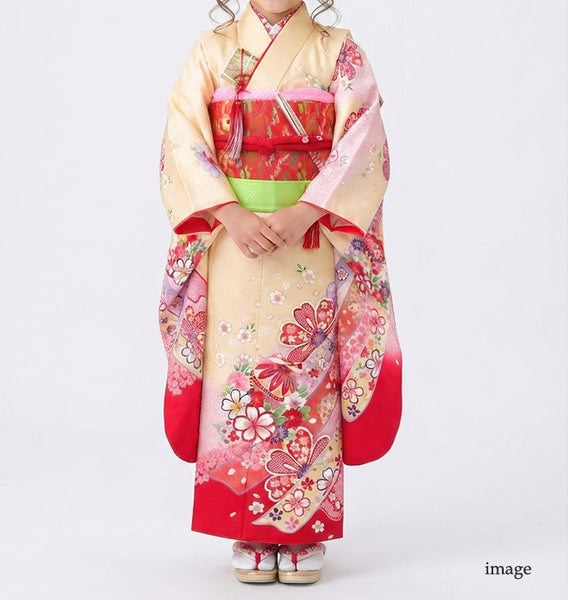 七五三 レンタル 7歳 女の子 着物 フルセット 黄色 桜柄 778134