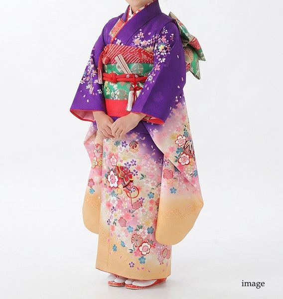 七五三 レンタル 7歳 女の子 着物 フルセット 紫 貸衣装 適応身長118cm前後 778142
