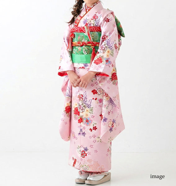 七五三 レンタル 7歳 女の子 着物 フルセット ピンク 貸衣装 適応身長110〜120cm前後 7781432
