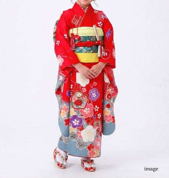 七五三 レンタル 7歳 女の子 着物 フルセット 赤 貸衣装 適応身長119cm前後 778144