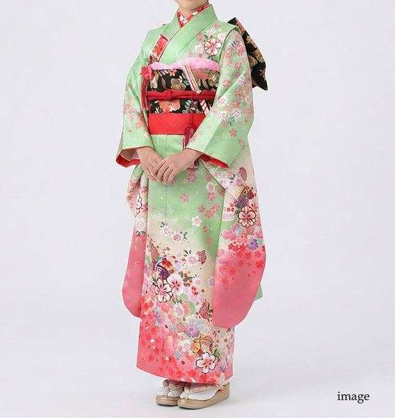 七五三 レンタル 7歳 女の子 着物 フルセット ミントグリーン 貸衣装 適応身長123cm前後 778155