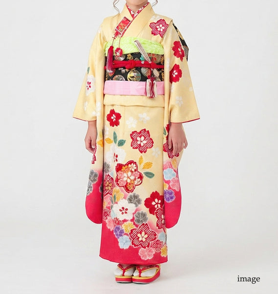 七五三 レンタル 7歳 女の子 着物 フルセット 黄色 貸衣装 適応身長123cm前後 778157