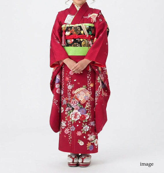 七五三 レンタル 7歳 女の子 着物 フルセット 赤 貸衣装 適応身長 110〜120cm前後 778162