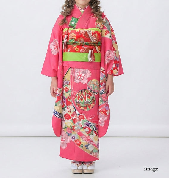 七五三 レンタル 7歳 女の子 着物 フルセット ピンク 貸衣装 適応身長120cm前後 778179