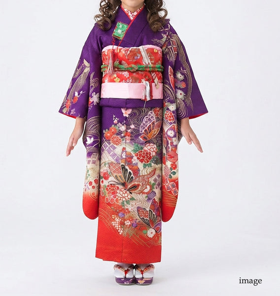 七五三 レンタル 7歳 女の子 着物 フルセット 紫 貸衣装 適応身長115〜125cm前後 778180