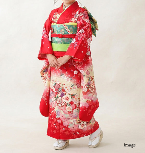 七五三 レンタル 7歳 女の子 着物 フルセット 赤 貸衣装 適応身長120cm前後 778183